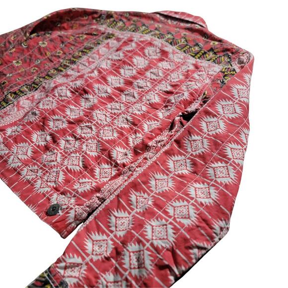 GRAMICCI Jaime Arizona Orange Aztec Printed Cropped Button Up Jacket Womens L - Picture 6 of 16